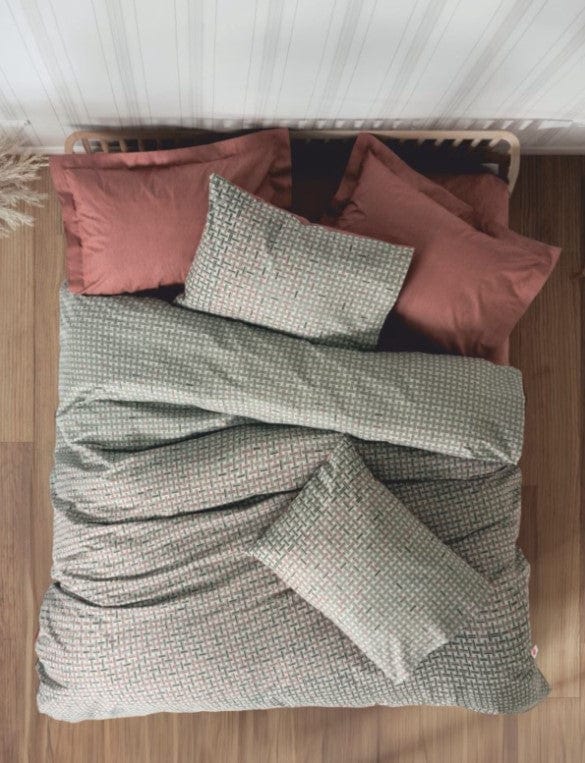 Petite Çift Kişilik Nevresim Takımı Mote Kiremit Lastikli Çarşaflı Bonvagon