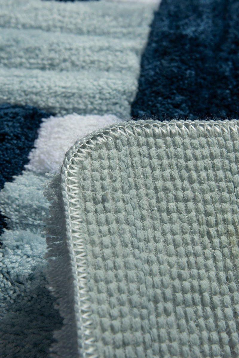 Piazza Mavi 3lü Set Banyo Halısı, Kaymaz Taban, Yıkanabilir Bonvagon