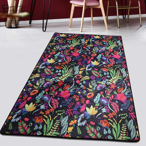 Pictura Siyah Dijital Baskılı Halı, Kaymaz Taban, Yıkanabilir Bonvagon