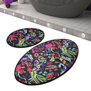 Pictura Siyah Oval 2li Set Dijital Baskılı Banyo Halısı, Kaymaz Taban, Yıkanabilir Bonvagon
