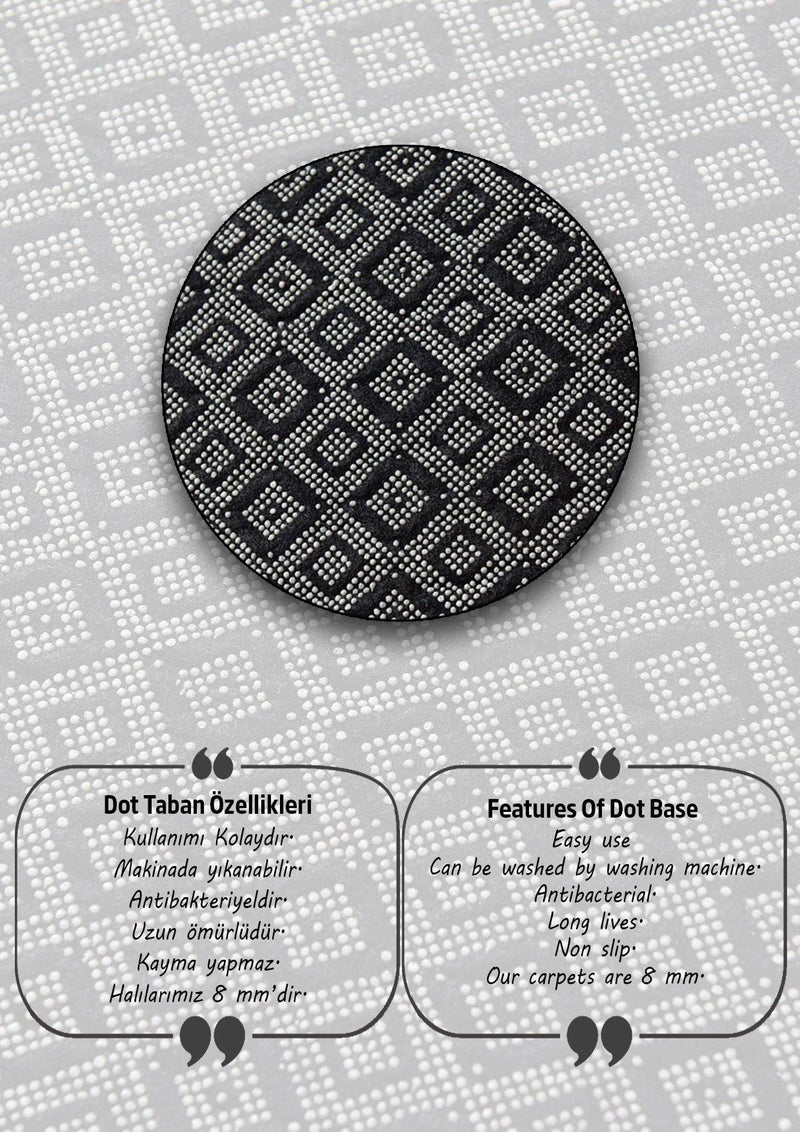 Pictura Siyah Oval 2li Set Dijital Baskılı Banyo Halısı, Kaymaz Taban, Yıkanabilir Bonvagon