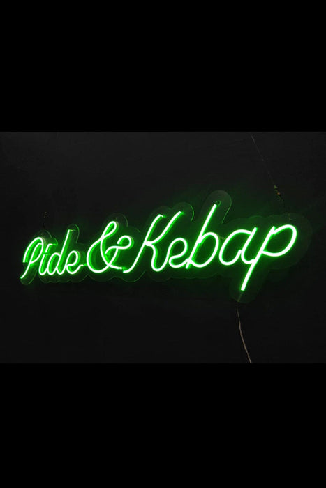 Pide & Kebap Yazılı Neon Led Işıklı Tablo Duvar Dekorasyon Bonvagon