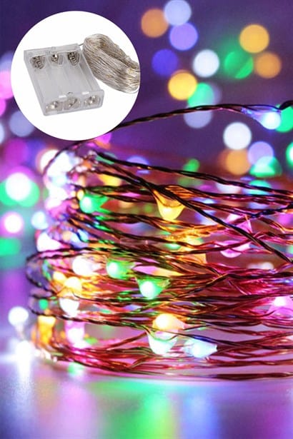 Pilli Renkli Peri Led Işık Dekoratif Aydınlatma 5 Metre RGB Led Bonvagon