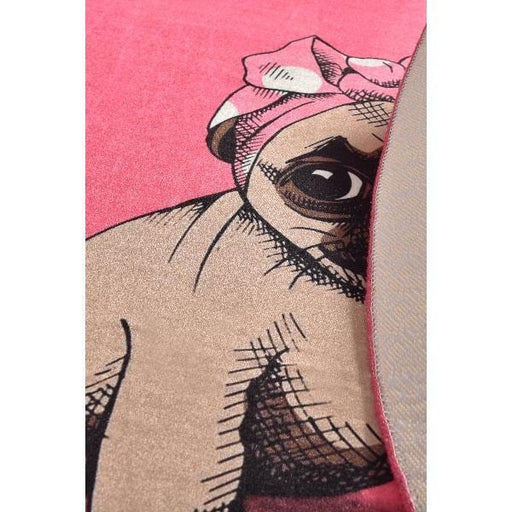 Pink Pug Dijital Baskılı 100cm Banyo Halısı, Kaymaz Taban, Yıkanabilir Bonvagon