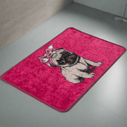 Pink Pug Dijital Baskılı 40x60cm Banyo Paspas ve Halısı, Kaymaz Taban, Yıkanabilir Bonvagon