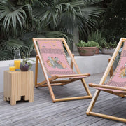 Pinky Katlanabilir Şezlong Katlanır Ahşap Lounge Chair