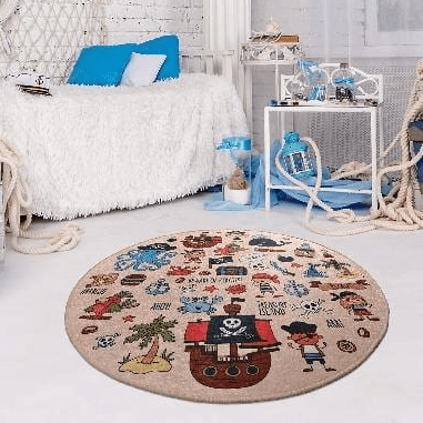 Pirate Yıkanabilir Antibakteriyel Çocuk Halısı, Kaymaz Taban, Yıkanabilir Bonvagon