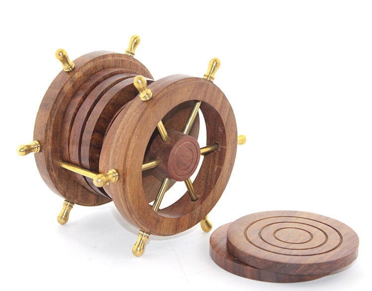 Pirinç Dümenli Ahşap Bardak Altlığı 6 Adet Bonvagon