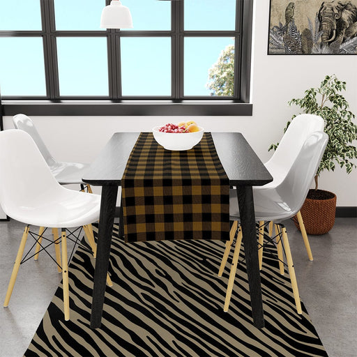 Plaid Black & Camel İnce Keten Runner 140x45cm