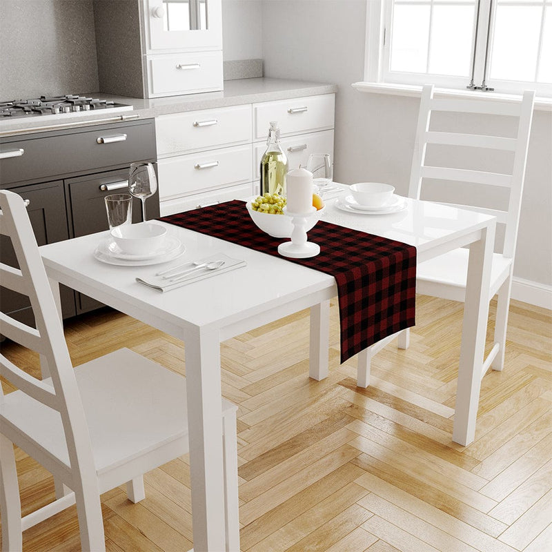 Plaid Black & Red İnce Keten Runner 140x45cm Bonvagon