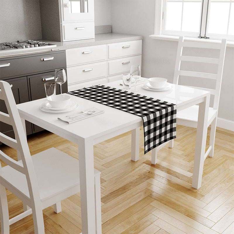Plaid Black & White İnce Keten Runner 140x45cm Bonvagon