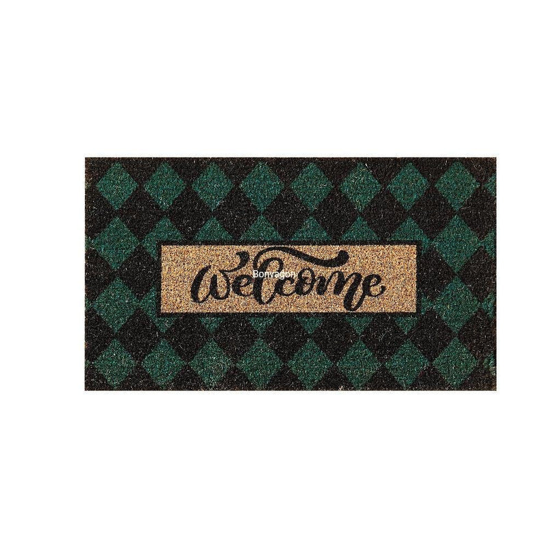 Plaid Green Doğal Koko Hindistan Cevizi Kapı Önü Paspas 60x40cm