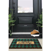 Plaid Green Doğal Koko Hindistan Cevizi Kapı Önü Paspas 60x40cm