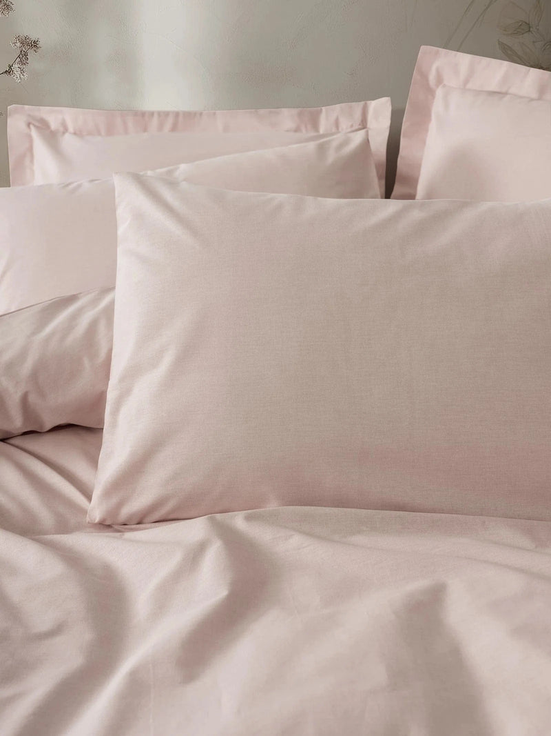 Plain çift Kişilik Nevresim Takımı Pudra Bonvagon