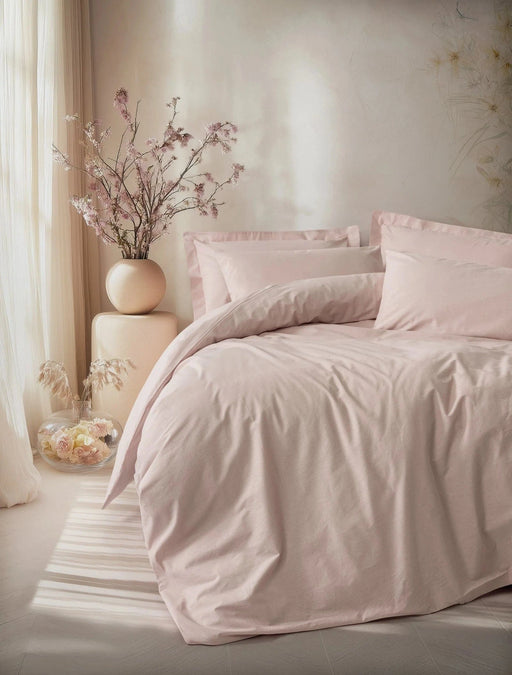 Plain çift Kişilik Nevresim Takımı Pudra Bonvagon