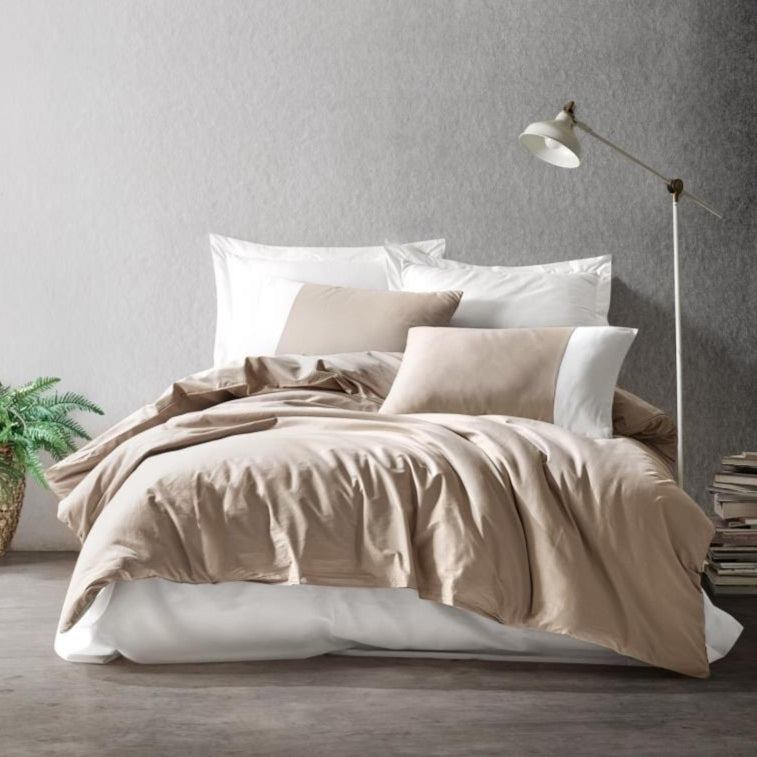 Plain Çift Kişilik Nevresim Takımı Vizon Krem Ranforce 57 Tel %100 Pamuk Bonvagon