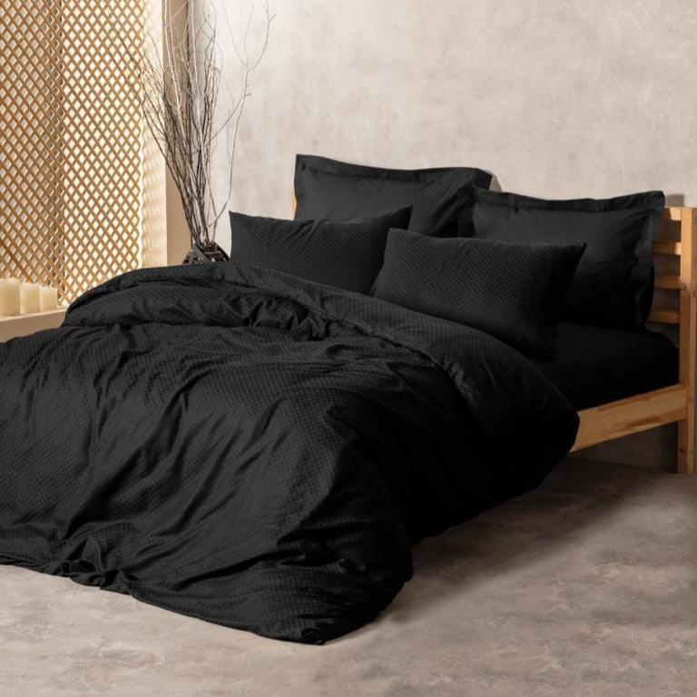 Plaid Çift Kişilik Nevresim Takımı Siyah Ranforce 57 Tel %100 Pamuk Bonvagon