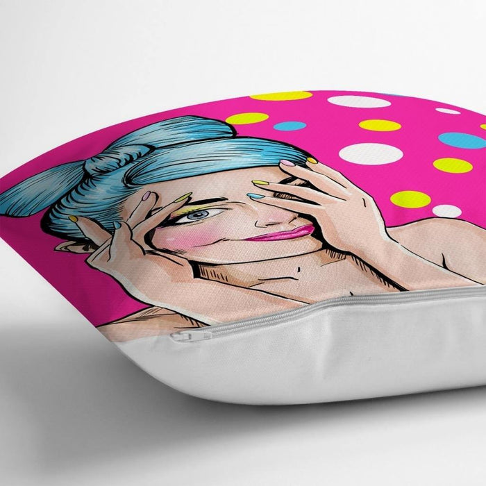 Pop Art Dijital Baskılı Dekoratif Yastık Kırlent Kılıfı 43x43cm Bonvagon