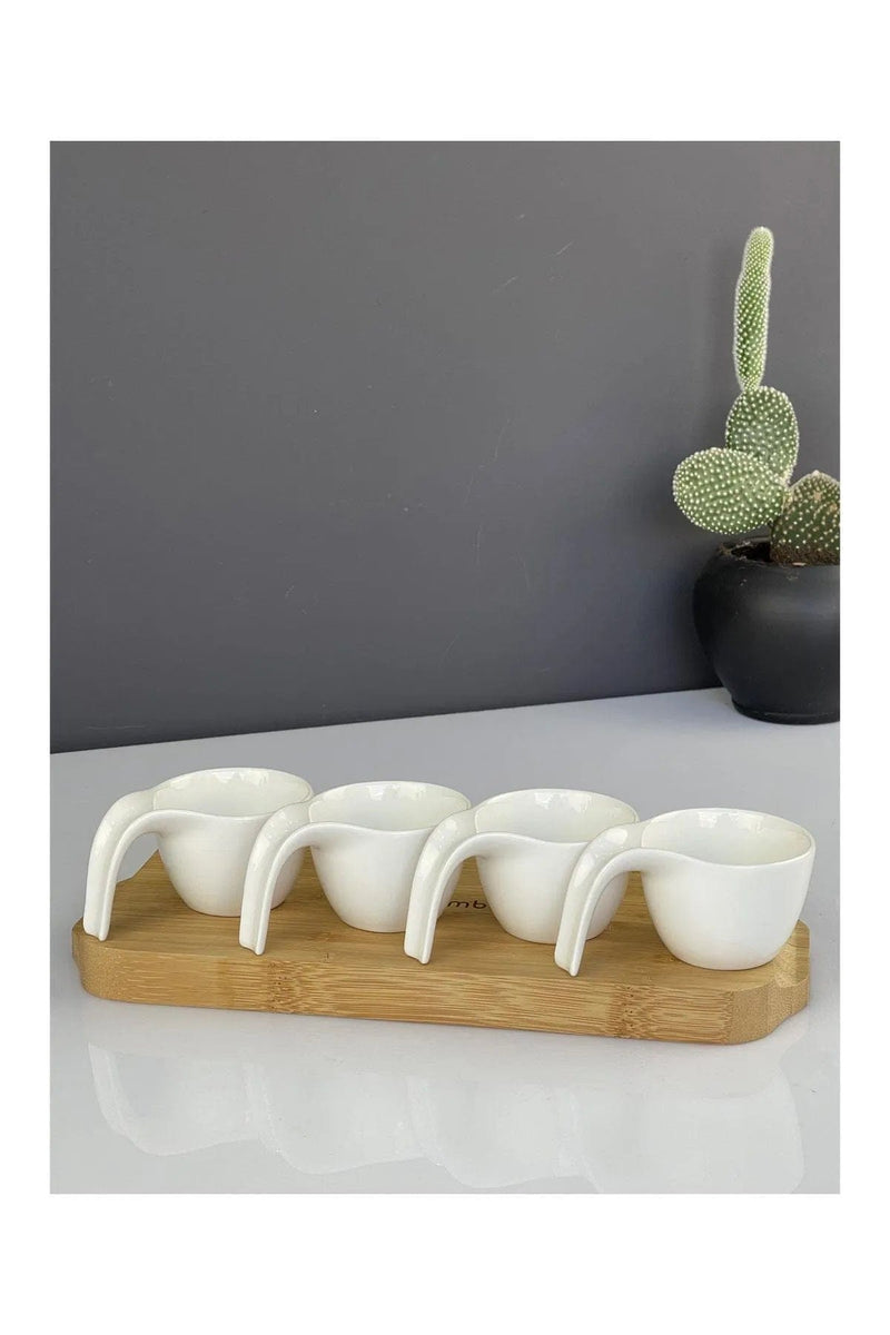 Porselen 4 Lü Sosluk Kase (Alt Bambu Görsel Amaçlıdır Dahil Değildir) Bonvagon