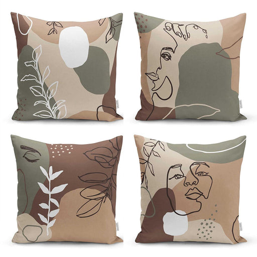 Portre Tasarımlı Dekoratif 4lü Kırlent Kılıf Seti Bonvagon