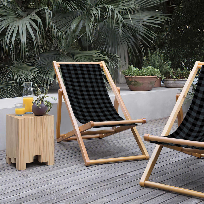 Pots Grey Katlanabilir Şezlong Katlanır Ahşap Lounge Chair