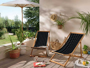 Pots Grey Katlanabilir Şezlong Katlanır Ahşap Lounge Chair