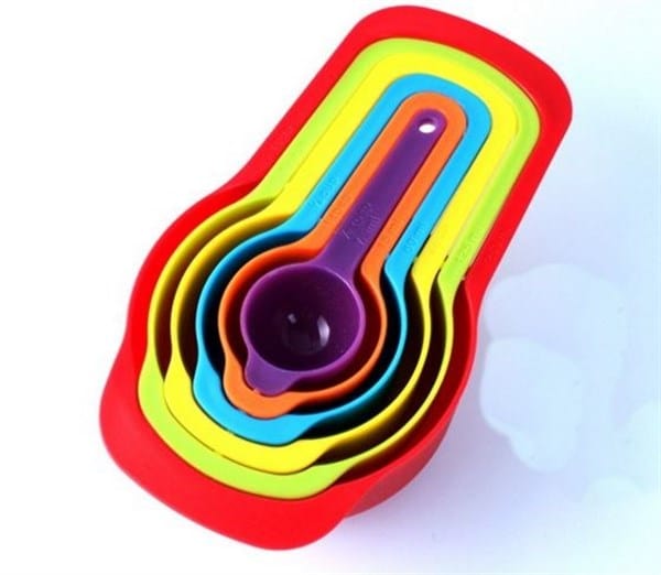 Pratik Ölçü Kaşığı Kabı 5li Şeker Baharat Sıvı Ölçer Aparat Bonvagon