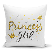 Princess Girl Yazı Desenli Dijital Modern Yastık Kılıfı 43x43cm