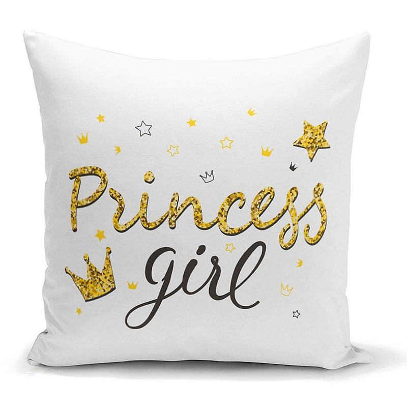 Princess Girl Yazı Desenli Dijital Modern Yastık Kılıfı 43x43cm