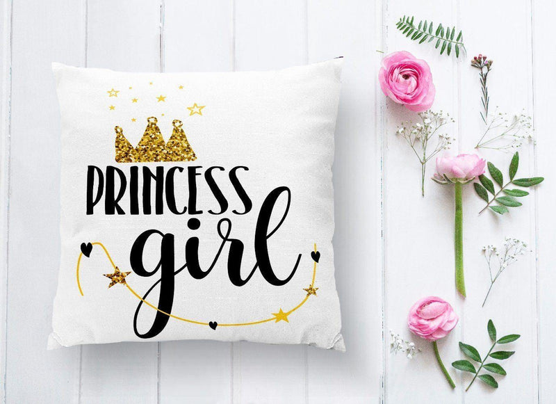 Prıncess Gırl Yazılı Dijital Baskılı Dekoratif Yastık Kırlent Kılıfı 43x43cm Bonvagon