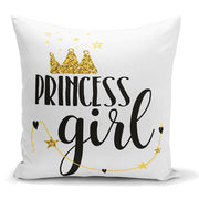 Prıncess Gırl Yazılı Dijital Baskılı Dekoratif Yastık Kırlent Kılıfı 43x43cm Bonvagon