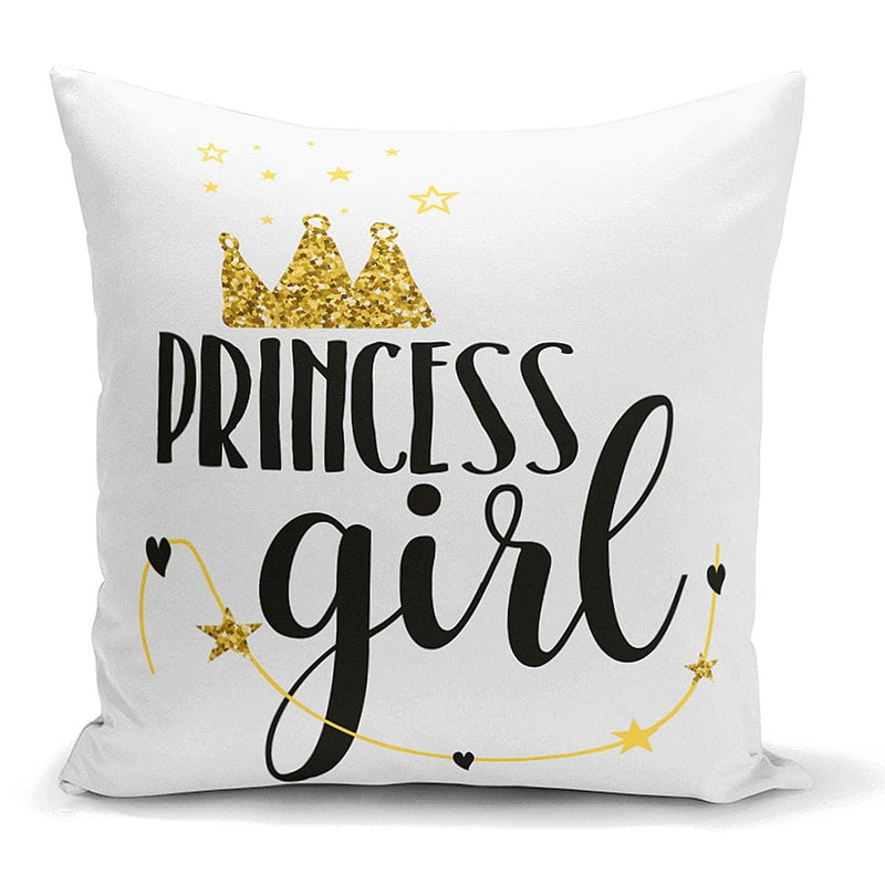 Prıncess Gırl Yazılı Dijital Baskılı Dekoratif Yastık Kırlent Kılıfı 43x43cm Bonvagon
