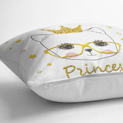 Princess Kedi Motifli Modern Dijital Baskılı Yastık Kılıfı 43x43cm