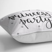 Princess Party Yazı Desenli Dijital Baskılı Dekoratif Yastık Kılıfı 43x43cm