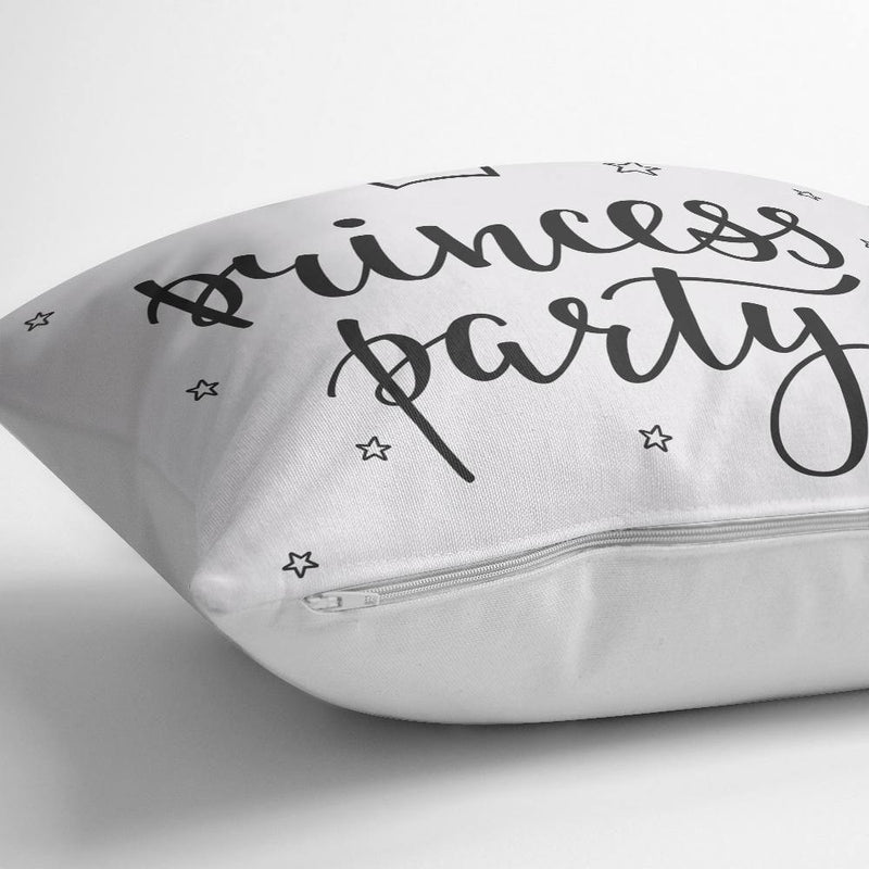 Princess Party Yazı Desenli Dijital Baskılı Dekoratif Yastık Kılıfı 43x43cm