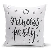 Princess Party Yazı Desenli Dijital Baskılı Dekoratif Yastık Kılıfı 43x43cm