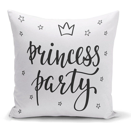 Princess Party Yazı Desenli Dijital Baskılı Dekoratif Yastık Kılıfı 43x43cm