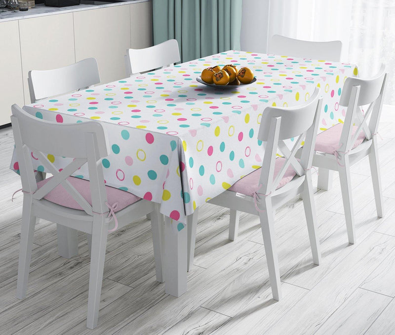 Puanlı Pudra Renkler Özel Tasarım Modern Leke Tutmaz Masa Örtüsü Bonvagon