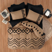 Punch Nakışlı Ranforce Çift Kişilik Nevresim Takımı Elio Bakır Siyah %100 Pamuk 4 Adet Yastık Kılıfı Bonvagon