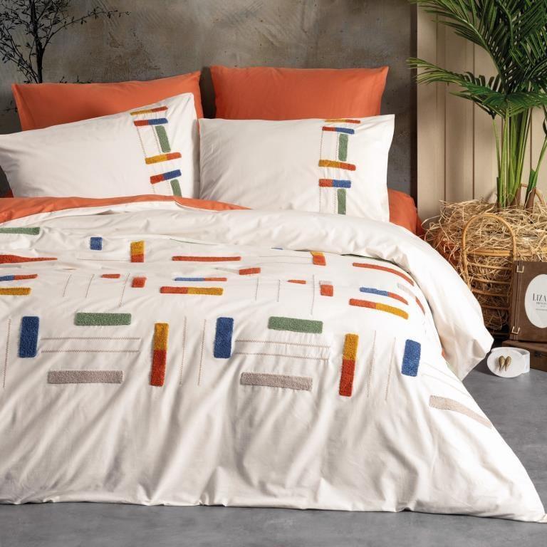 Punch Nakışlı Ranforce Çift Kişilik Nevresim Takımı Katy Tarçın %100 Pamuk 4 Adet Yastık Kılıfı Bonvagon