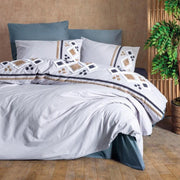 Punch Nakışlı Ranforce Çift Kişilik Nevresim Takımı Stesso Gri %100 Pamuk 4 Adet Yastık Kılıfı Bonvagon