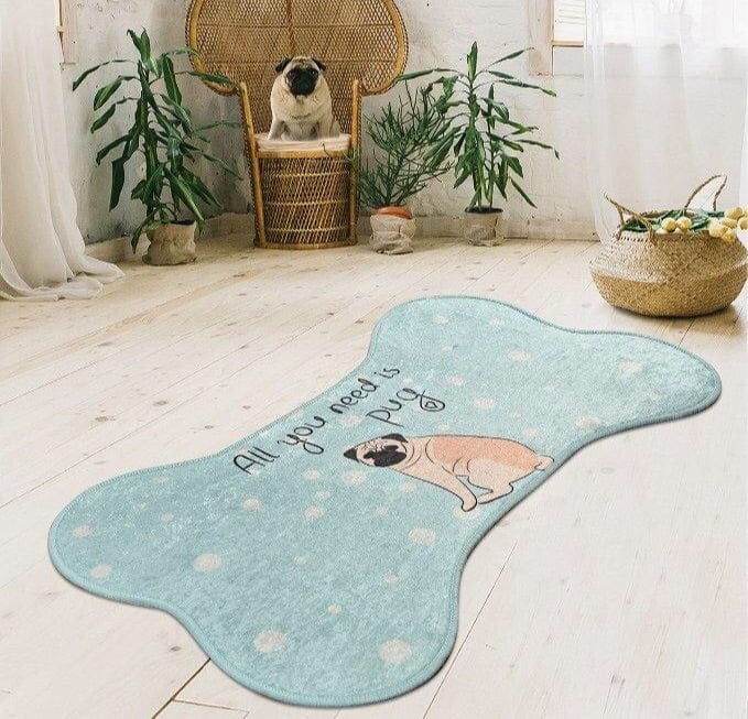 Pug 60x100cm Dijital Baskılı Mutfak Halısı, Kaymaz Taban, Yıkanabilir Bonvagon