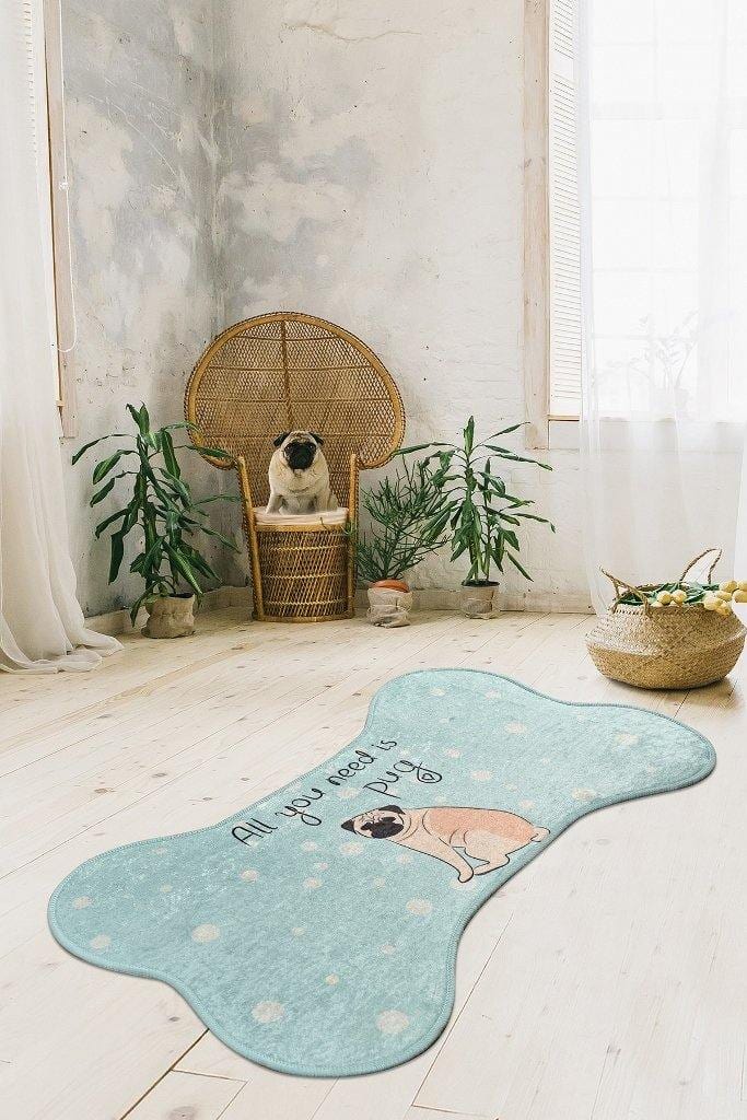 Pug 60x100cm Dijital Baskılı Mutfak Halısı, Kaymaz Taban, Yıkanabilir Bonvagon