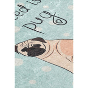 Pug Dijital Baskılı Köpek Paspası, Kaymaz Taban, Yıkanabilir Bonvagon