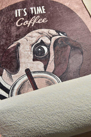 Pugs Coffee Dijital Baskılı Halı, Kaymaz Taban, Yıkanabilir Bonvagon
