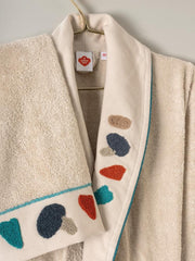 Punch Nakışlı Aile Bornoz Seti Gaja Bej Petrol Bonvagon