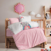 Punch Nakışlı Bebek Nevresim Takımı Lucky Pembe 57 Tel %100 Pamuk