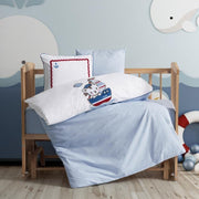 Punch Nakışlı Bebek Nevresim Takımı Miniyo Mavi Bonvagon