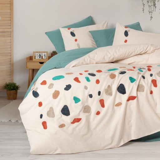 Punch Nakışlı Ranforce Çift Kişilik Nevresim Takımı Gaja Mint 4 Adet Yastık Kılıfı %100 Pamuk 4 Adet Yastık Kılıfı Bonvagon