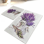 Purple 2li Set Dijital Baskılı Banyo Halısı, Kaymaz Taban, Yıkanabilir Bonvagon